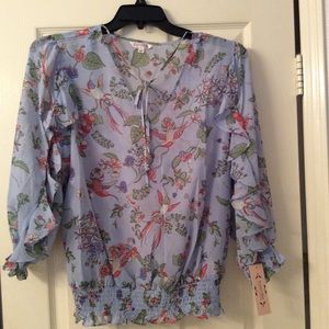 “NWT” Nanette Lepore Ruffle Sleeve Blouse